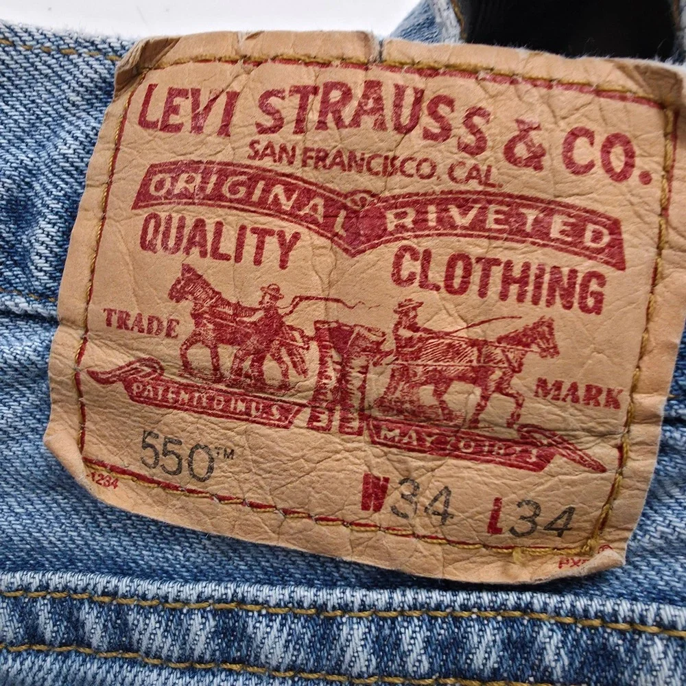 Levi's 550 Relaxed Fit Jeans Mens 34x34 Blue Vtg 90s Nostalgia Thrifted Dad Jean
